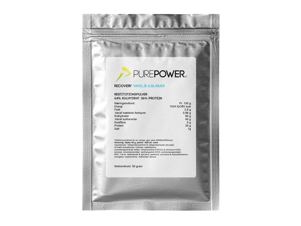 PurePower Recovery - Proteinholdig restitutionsdrik - Blåbær/vanilije - 50 gram