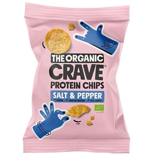 Veganske protein chips m. Salt & pepper Økologisk - 75 gram