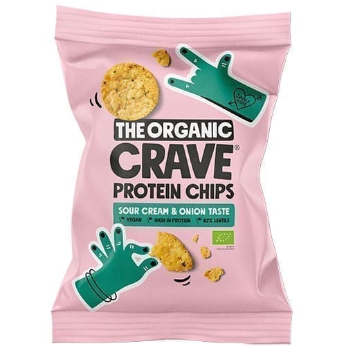 Veganske protein chips m. Sour cream & onion Økologisk - 75 gram