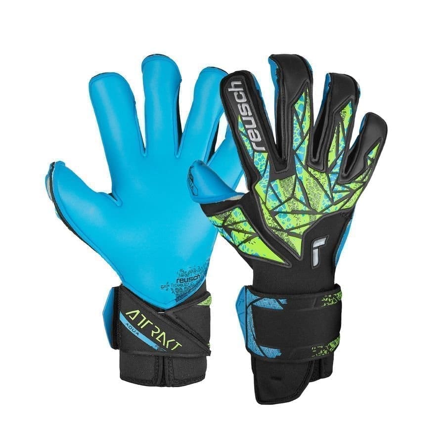 Reusch Målmandshandske Attrakt Aqua Evolution - Sort/Lime grøn/Blå, størrelse ['8']