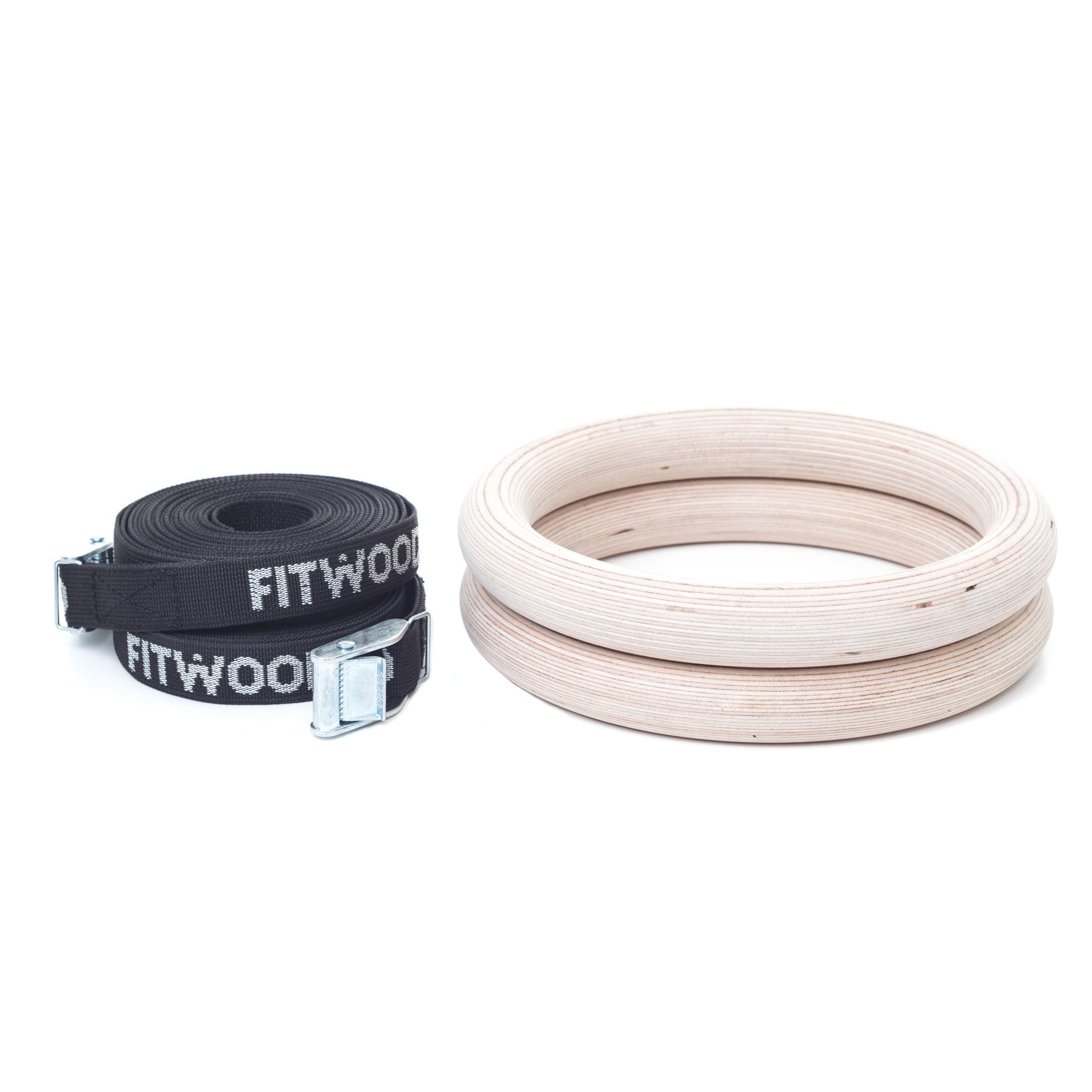 FitWood ULPU Gymnastikringe 28mm - Træ-overflade / Sort Strop