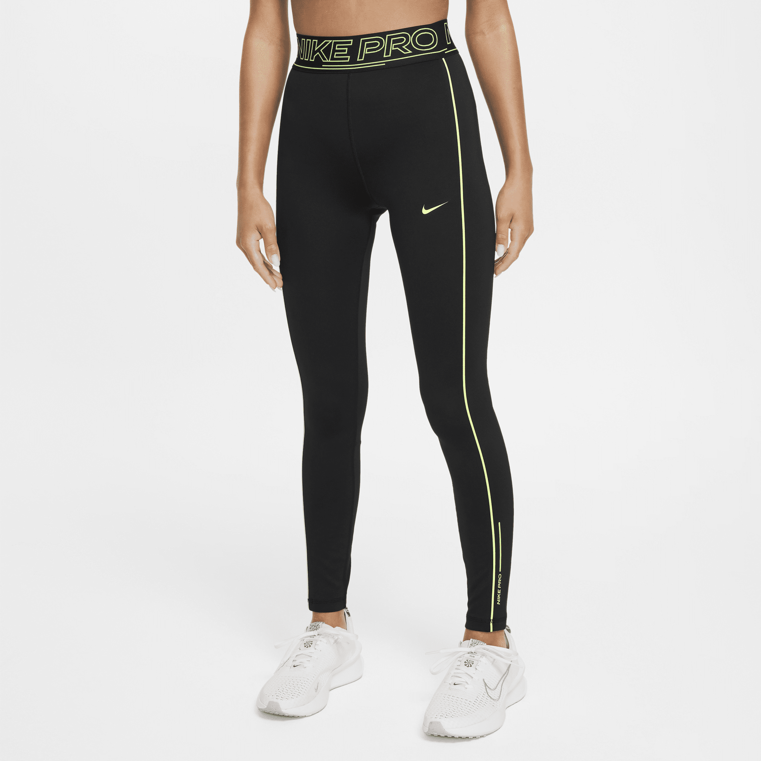 Nike Pro Dri-FIT-leggings med mellemhøj talje til piger - sort