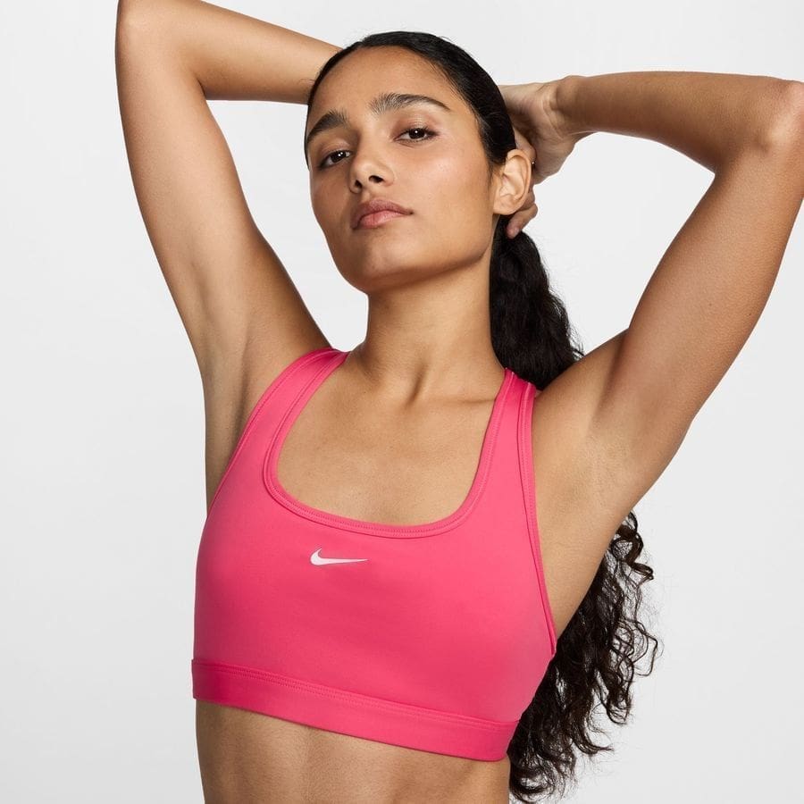 Nike Sports Bh Swoosh Light Support - Pink/hvid Kvinde,