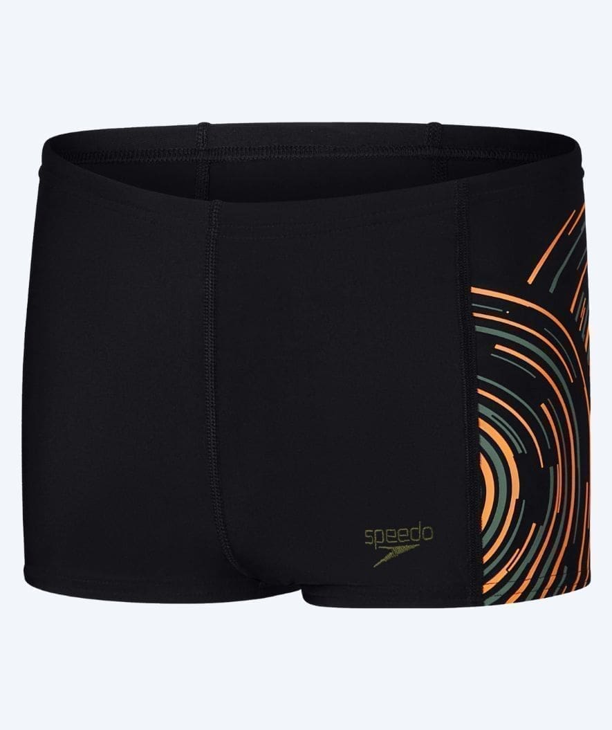 Speedo aquashorts til drenge - Plastisol Placement - Sort/gul - Badebukser til drenge - Trunks