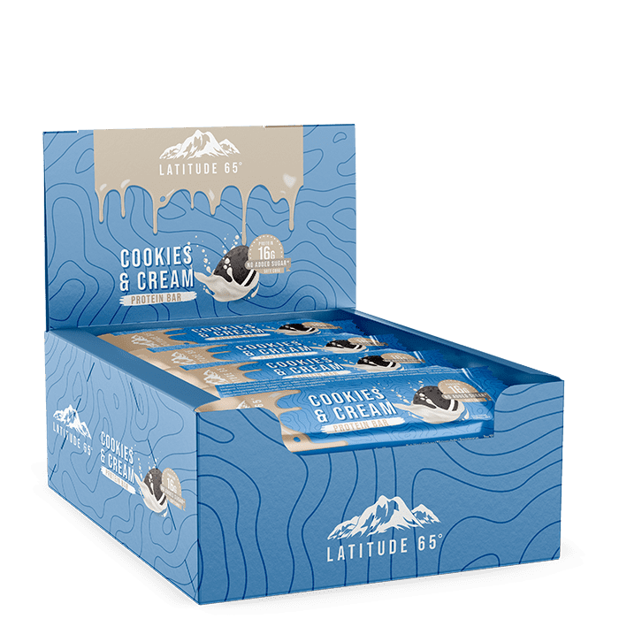 12 x Latitude 65 Protein Bar g Cookies & Cream