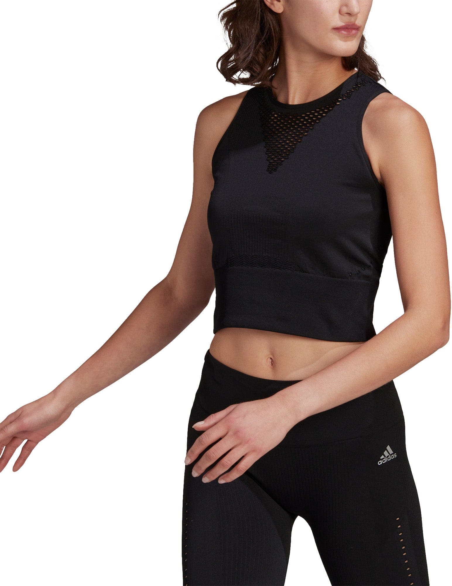 Adidas Aeroknit Crop Løbetop Dame Sort