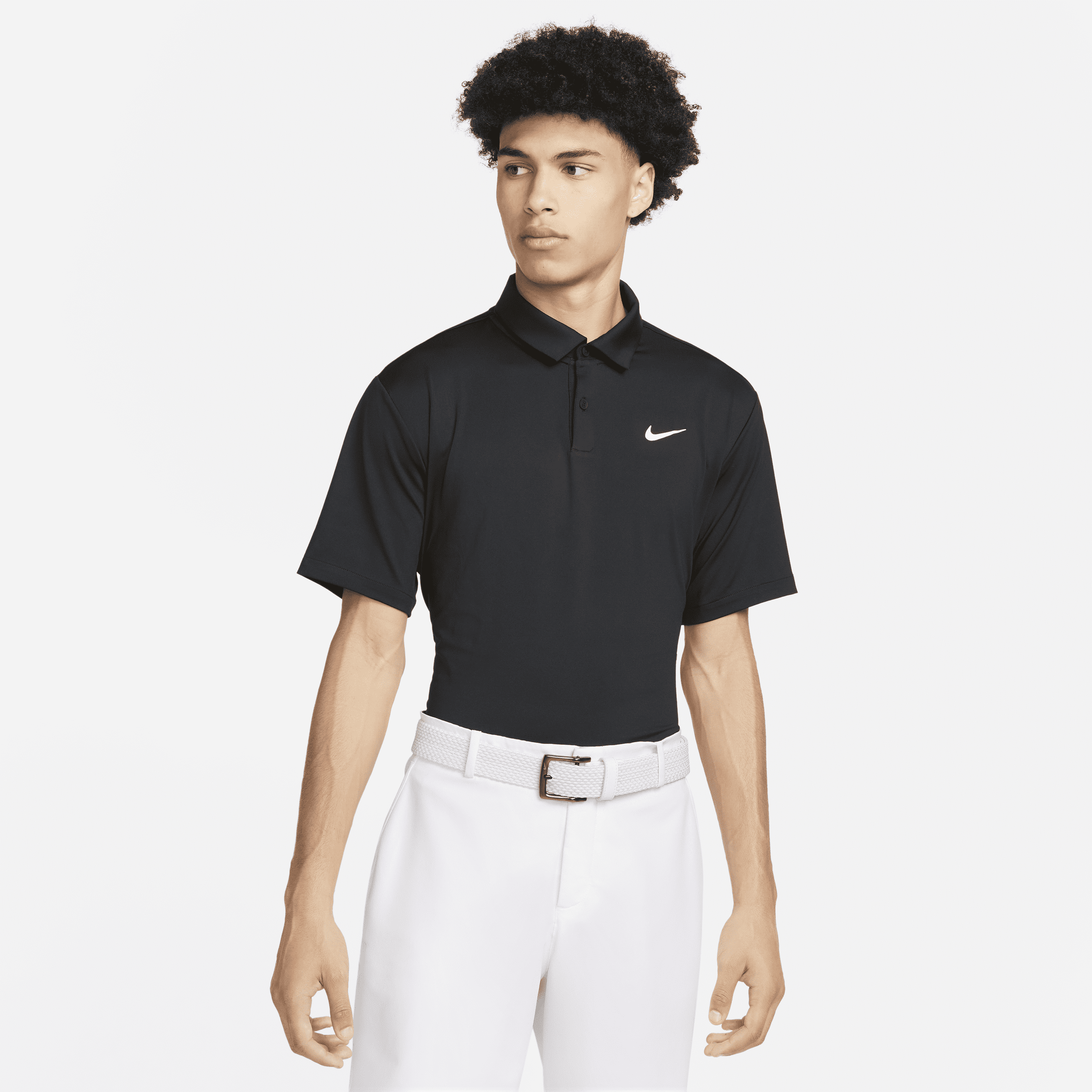 Ensfarvet Nike Dri-FIT Tour-golfpolo til mænd - sort