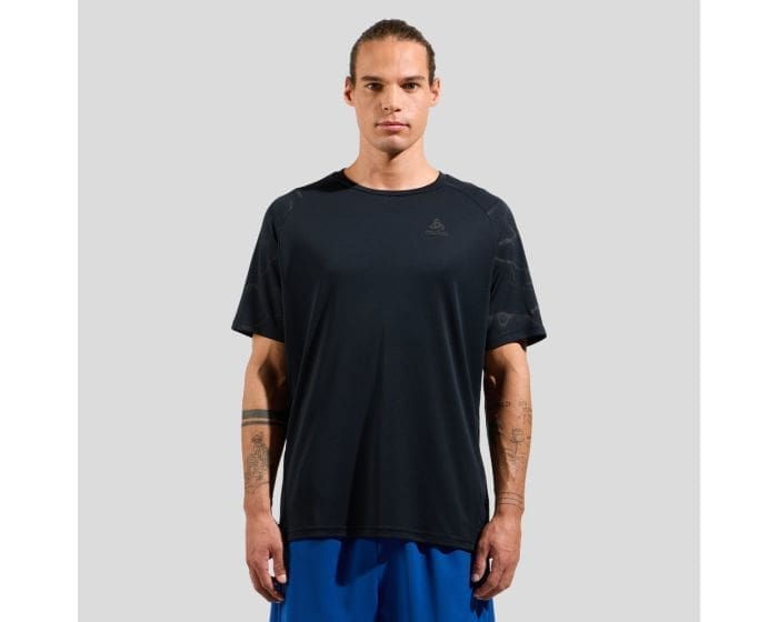 Odlo Essential Print T-shirt Crew Neck Sort - Løbe T-shirts - Løbetrøjer med reflekser