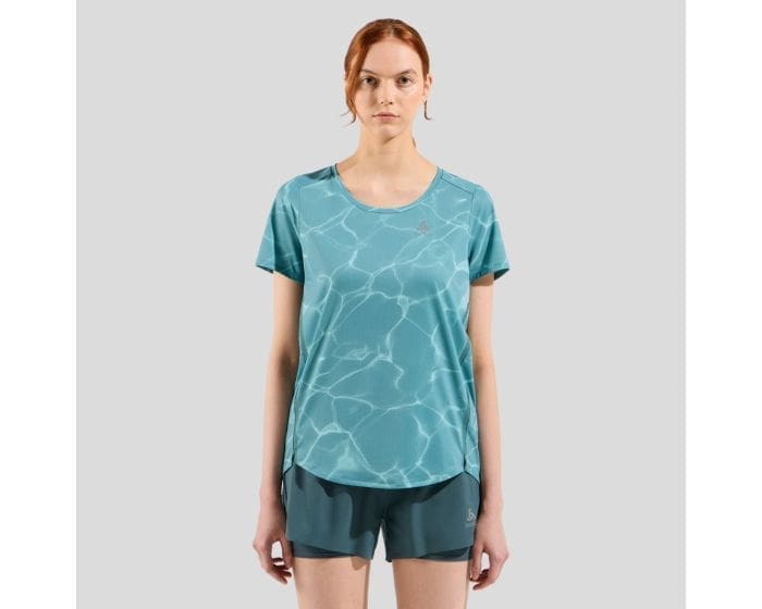 Odlo Zeroweight Chill-tec Print T-shirt Crew Neck Grøn - Løbe T-shirts - Løbetrøjer med reflekser