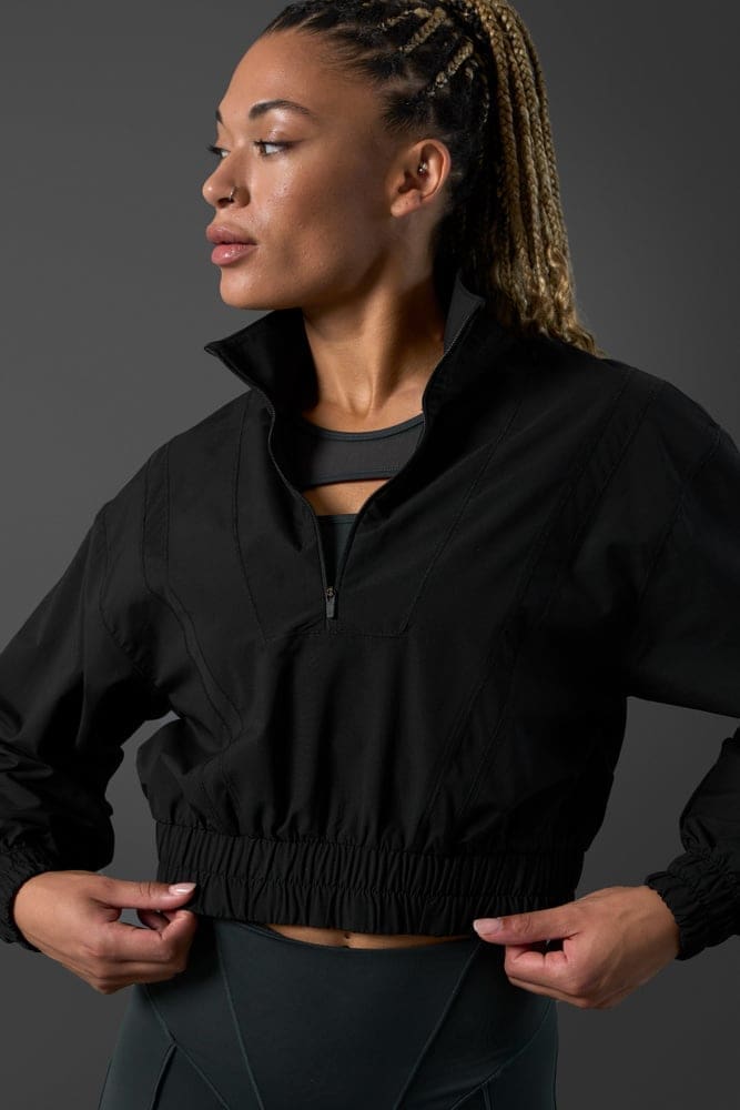 Reboot Cropped 1/4 Zip Black