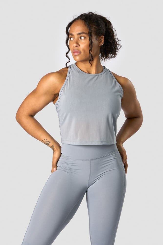 Revive Mesh Cropped Tank Top Wmn Dusty Blue