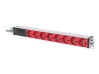 DIGITUS Professional DN-95410-R - Stikdåse (rackversion) - AC 220-240 V -00 Watt - input: IEC 60320 C14 - output-stikforbindelser: 8 (power CEE 7/7) - 1U - 19 - 2ledning - rød