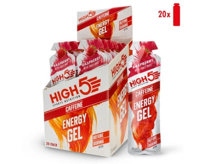 High5 Energy Gel Caffeine Raspberry 20x40g Hvid - Energi-gels One Size Unisex