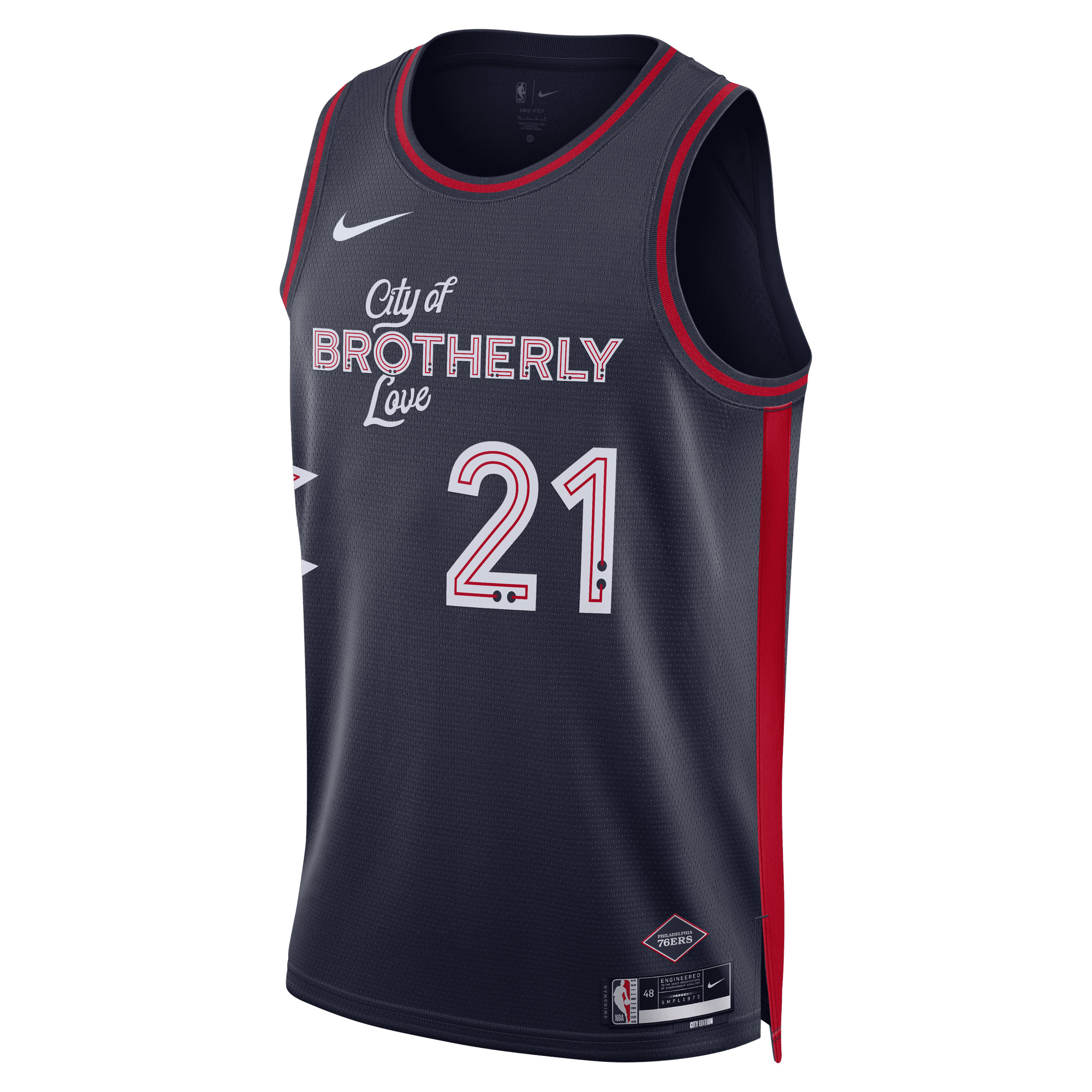 Joel Embiid Philadelphia 76ers City Edition 2023/24 Nike Dri-FIT NBA Swingman-trøje til mænd - blå