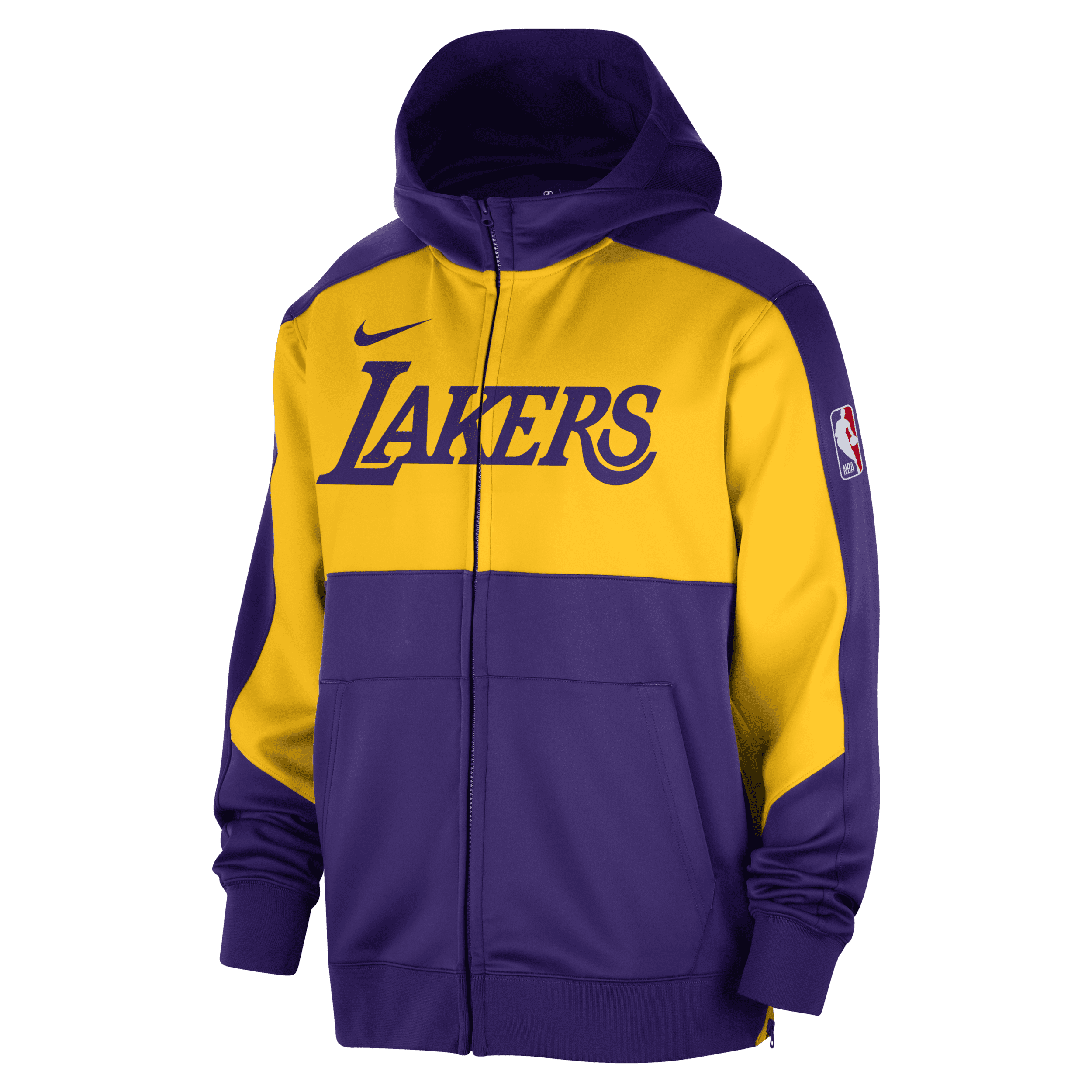 Los Angeles Lakers Showtime Nike Dri-FIT NBA-hættetrøje med lynlås til mænd - lilla