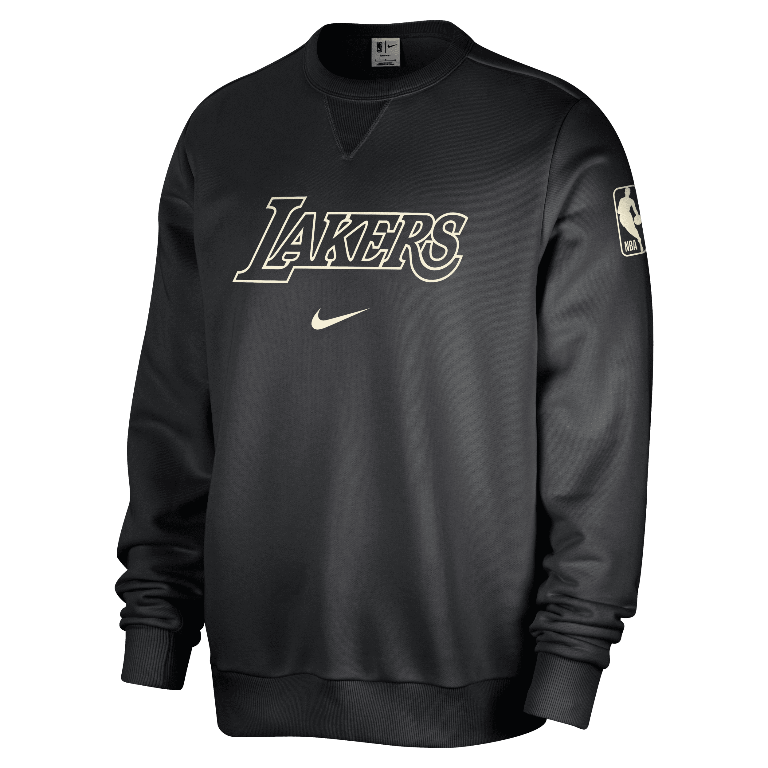 Los Angeles Lakers Standard Issue Nike Dri-FIT NBA-sweatshirt med rund hals til mænd - sort