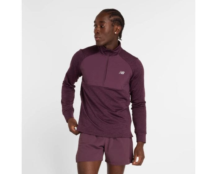 New Balance Athletics Heat Grid 1/2 Zip Brun - TrøjerHerre