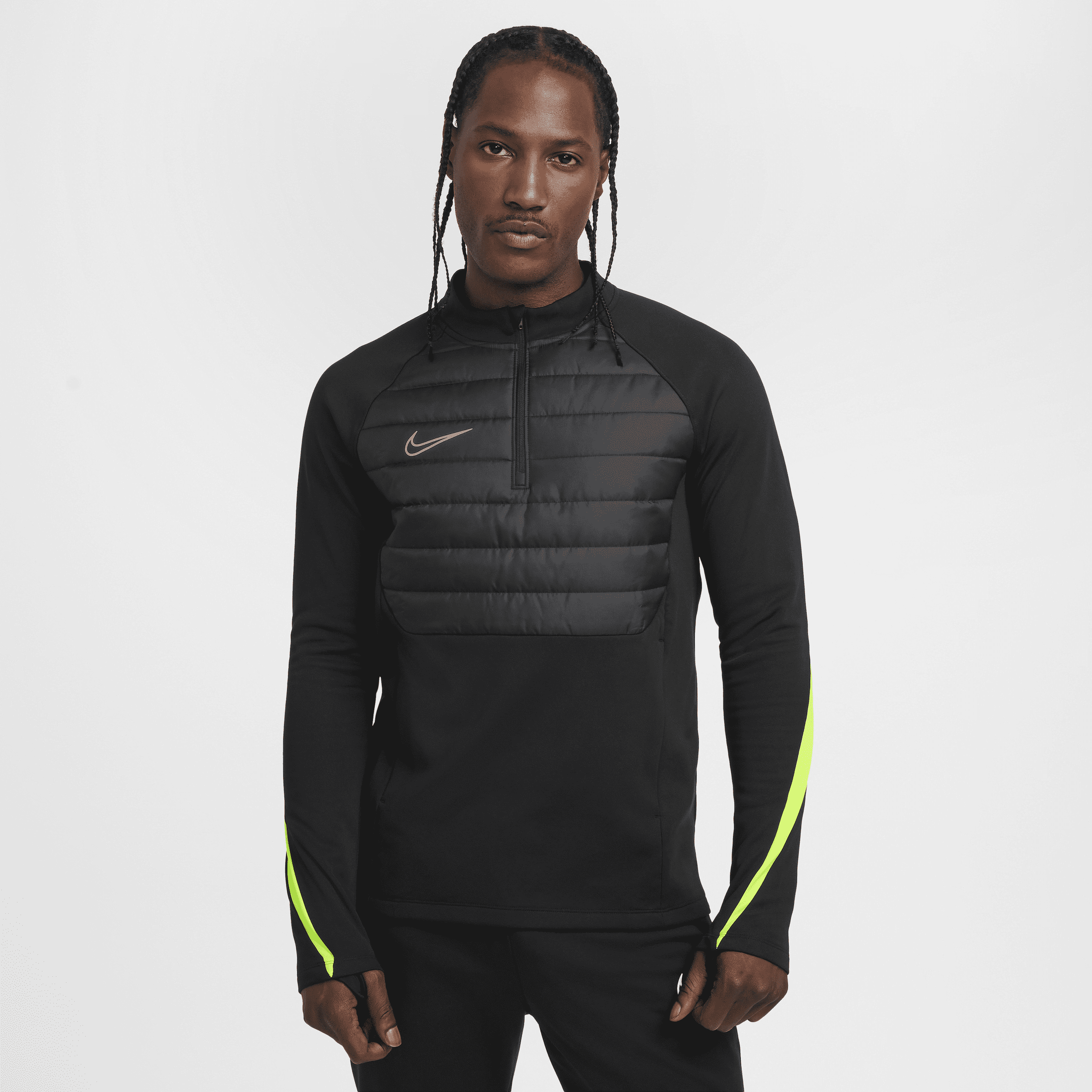 Nike Academy Winter Warrior Therma-FIT-fodboldtrøje med 1/2 lynlås til mænd - sort