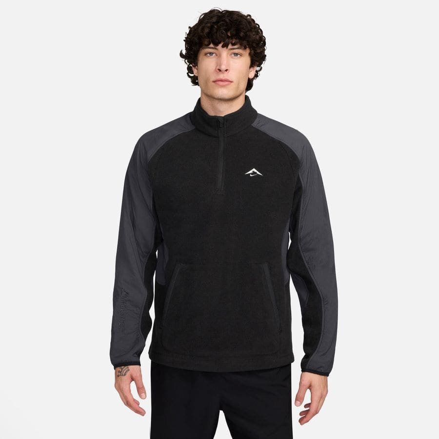 Nike Løbetrøje Polartec Trail Fleece 1/4 Lynlås - Sort/Grå/Hvid