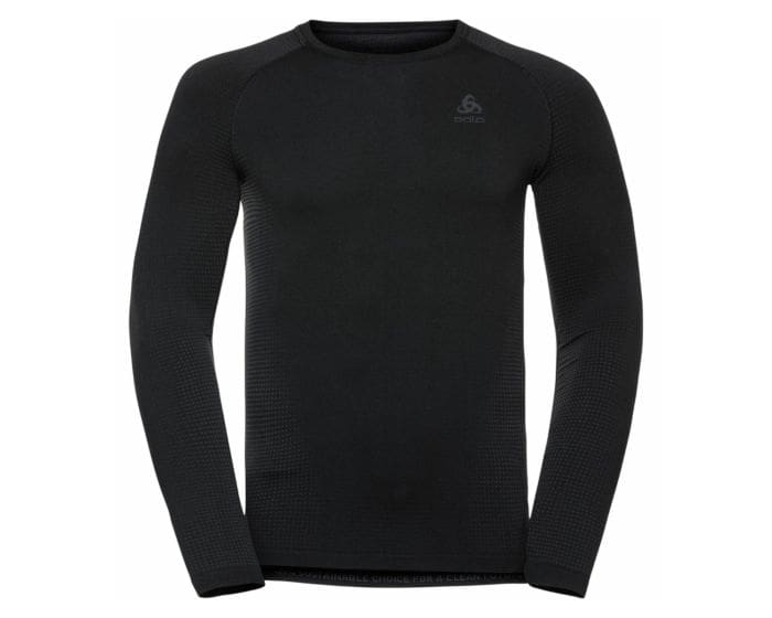 Odlo Performance Warm ECO L/S Crew Neck T-Shirt - Str.- Herre - Sort, varm og bæredygtig løbetrøje