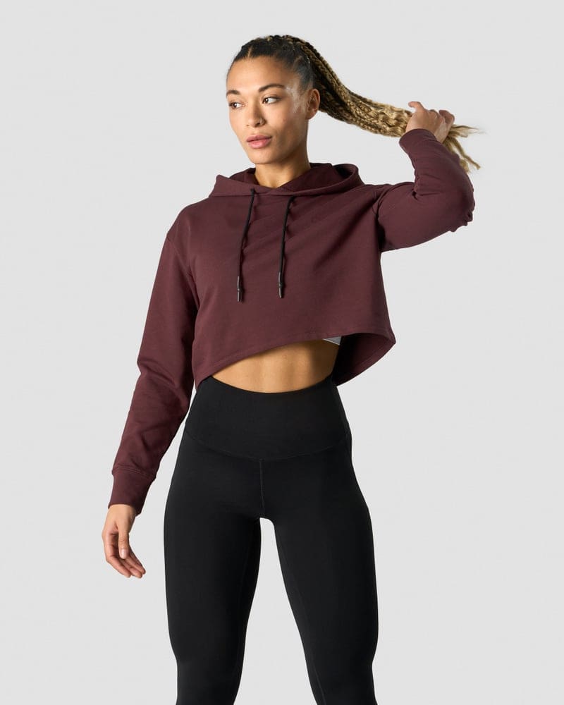 Stride Cropped Hoodie Wmn Burgundy