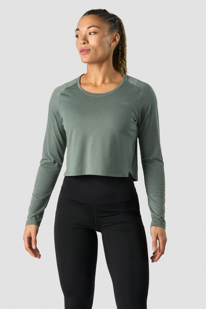 Stride Cropped Long Sleeve Wmn Sea Green