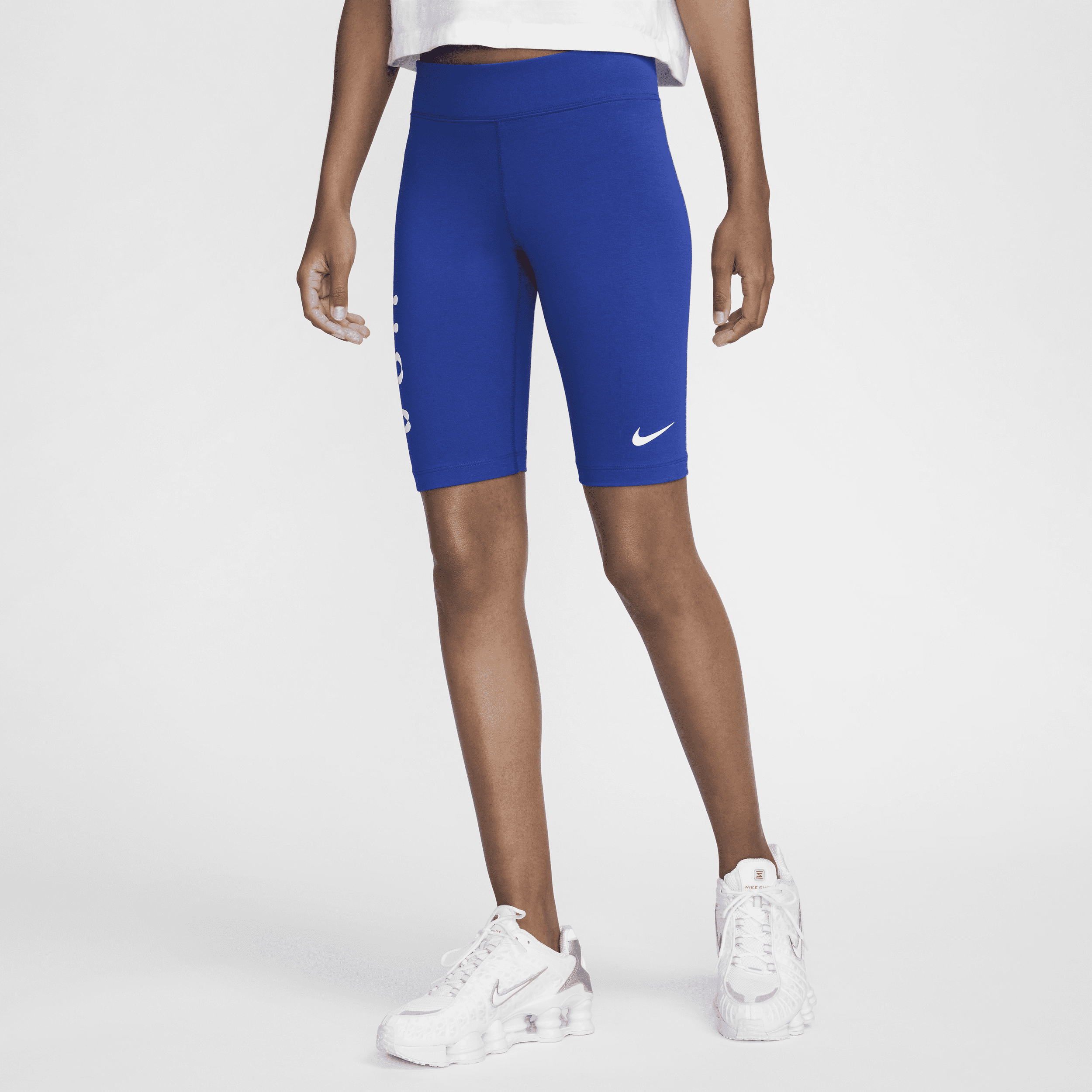 USA Essentials Nike-cykelshorts med mellemhøj talje til kvinder - blå